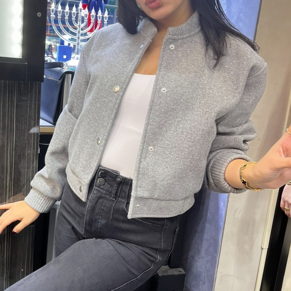Women's Gray Bomber Jacket